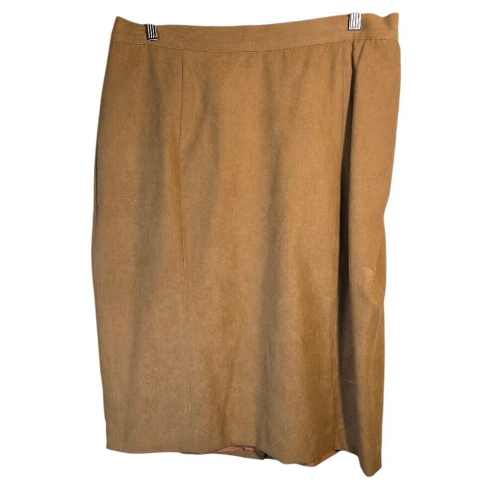 NWT Elisabeth/Liz Claiborne 16/18 Camel Brown Suede Pencil Skirt [0346]
